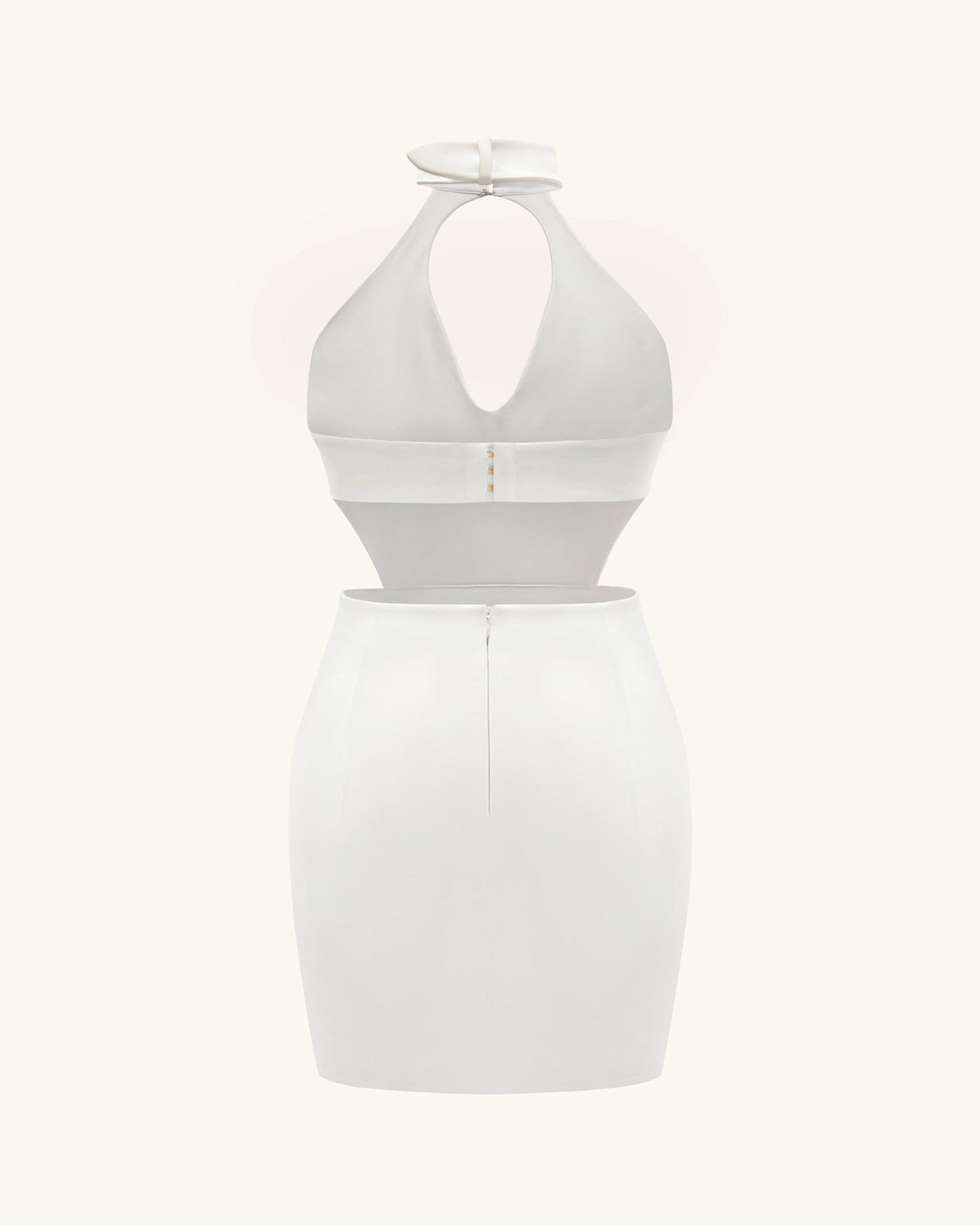 Gabriella Belted Cutout Halter Mini Dress - Ivory