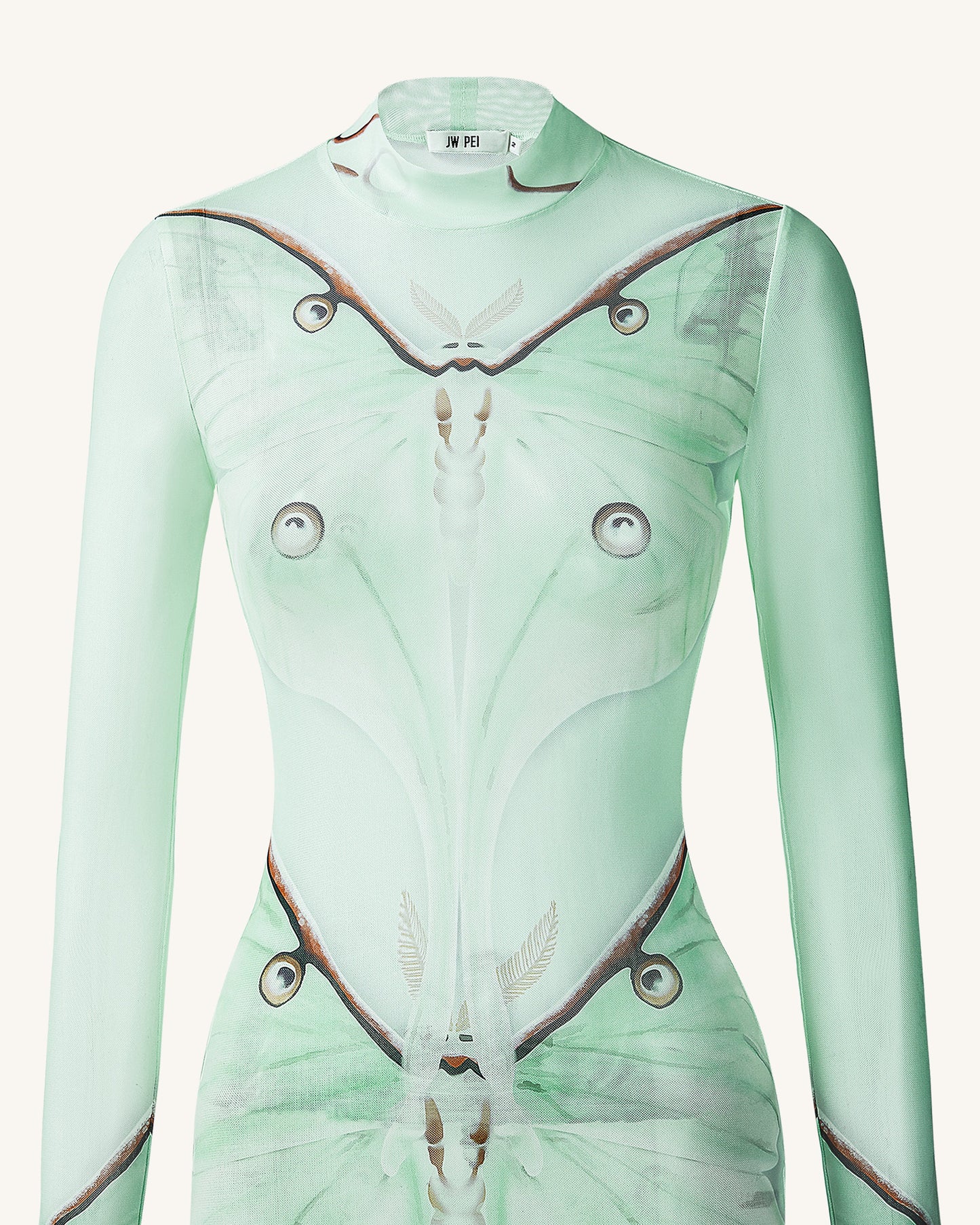 Moth Sheer Mesh Gown - Green/Beige